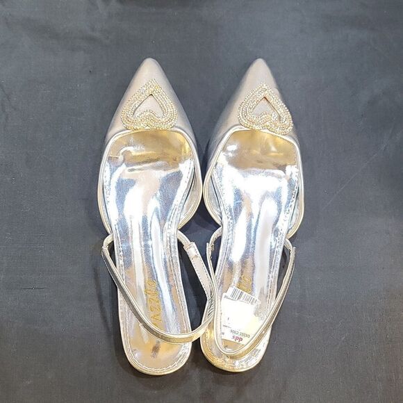 BRAND NEW PAZZLE RHINESTONE HEART DESIGN SLINGBACK FLAT - Picture 5 of 16
